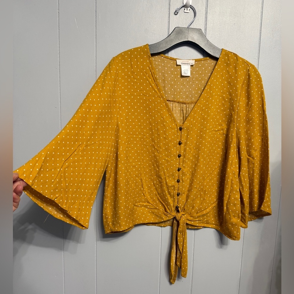 #14)  URBAN Romantics Mustard Polka Dot Blouse